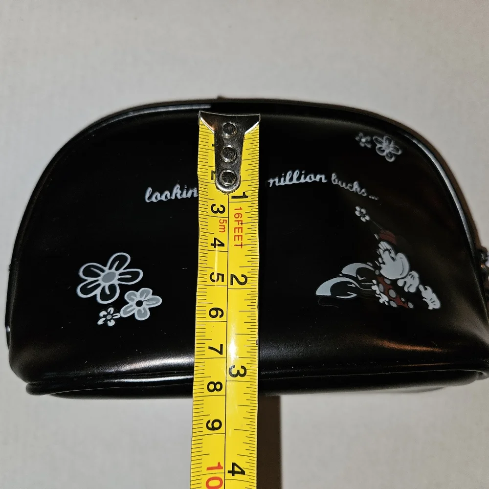 Disney Store Minnie Mouse Genuine Leather Cosmetic Case – Black & Red – NWT